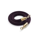 Montour Line Velvet Rope Purple With Pol.Brass Snap Ends 6ft.Cotton Core HDVL510Rope-60-PE-SE-PB